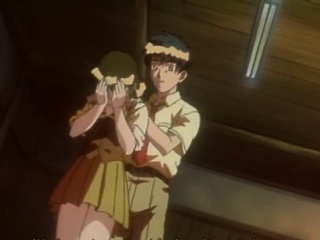 Roped anime coed gangbang
