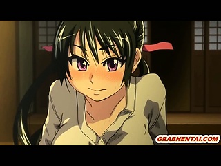 Japanese hentai gets squeezed her bigboobs and licked her