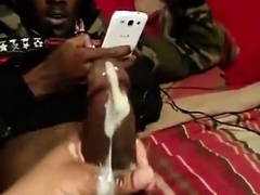 Very Huge Cock Black Explodes With Helping Hand