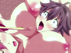 Uncensored Hentai Threesome Creampie Sex And Pussy Eating