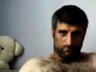 Big-Cock Turkish Bear Masturbates on Webcam